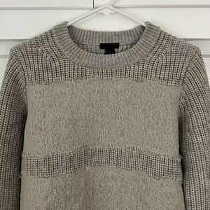 J.Crew Collection Gray Wool Lace Panel Sweater Soft Knit Small
